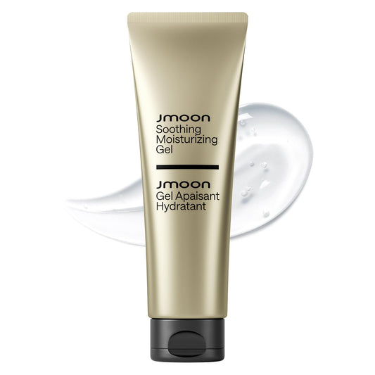 JMOON soothing moisturizing gel bottle demonstrates easy glide for facial care