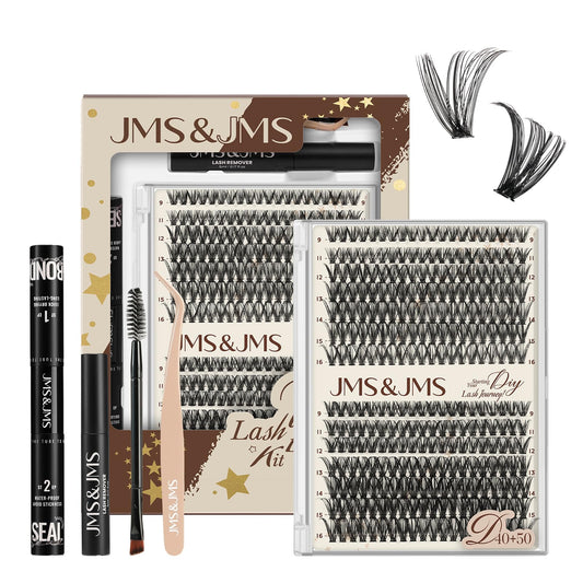 JMS&JMS DIY lash extension kit with 40D 50D clusters for dense yet lightweight volume
