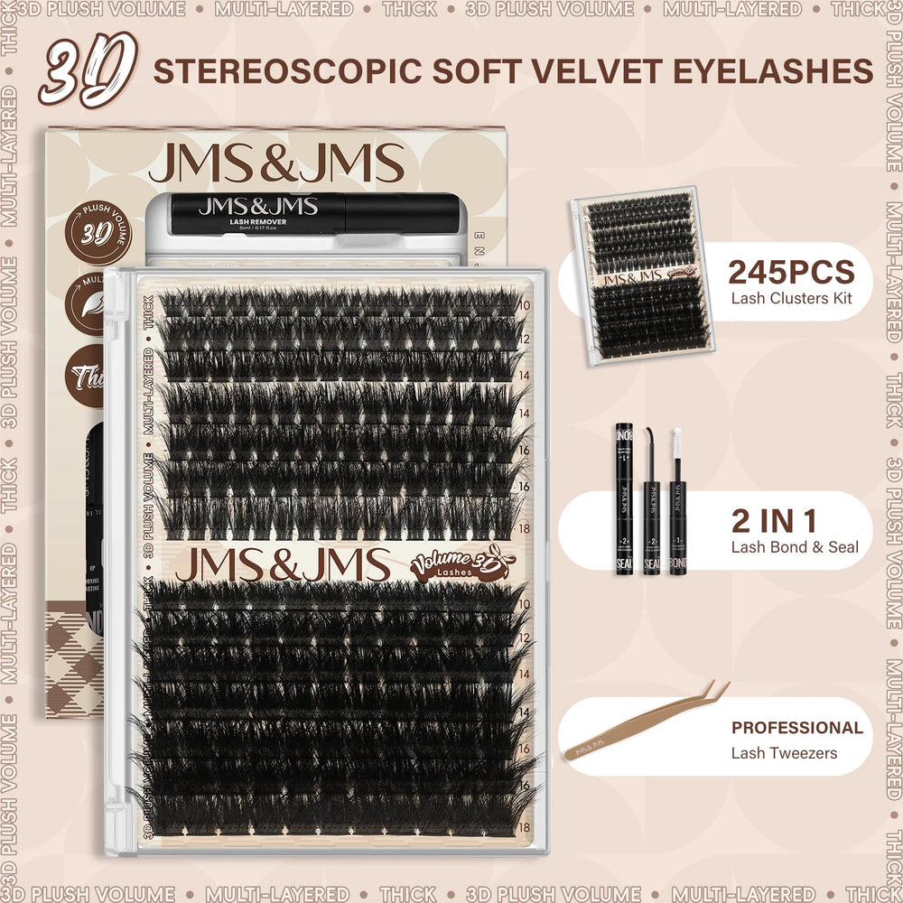 JMS&JMS Volume lash clusters with D curl for dramatic eyes