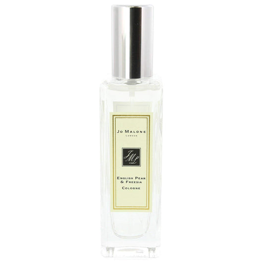 Jo Malone English Pear & Freesia bottle close-up, a crisp, versatile fragrance for daytime wear.