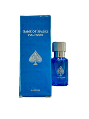 Jo Milano Game of Spades Full House Parfum 10ml bottle showcases luxury packaging and versatile scent.