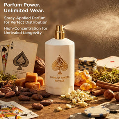 Jo Milano Game of Spades Royale bottle imagery hints at luxury and refined gifting appeal.
