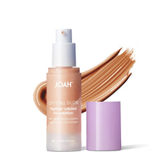 JOAH Crystal Glow foundation bottle close-up showing natural dewy radiance