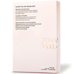 Joanna Vargas Glow To Go packaging shows travel-friendly mask set for on-the-go hydration