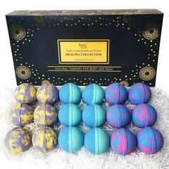 Joanne Arden Organics bath bombs 18-pack gift box ready for gifting and luxurious relaxation.