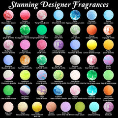 Joanne Arden Organics bath bombs variety showing colorful fizz for a relaxing soak