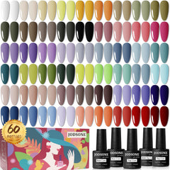 Jodsone gel nail polish set in gift box showing 60-piece assortment for at-home manicures