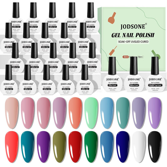 JODSONE gel nail polish 20-color palette swatches for DIY at-home manicure.
