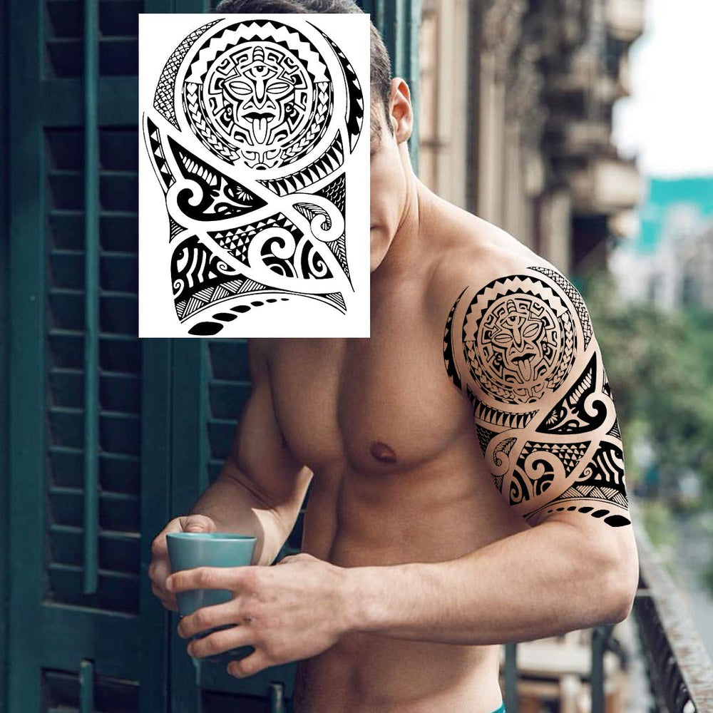 JOEHAPY NEZAR black dragon totem sleeve tattoo for bold tribal flair