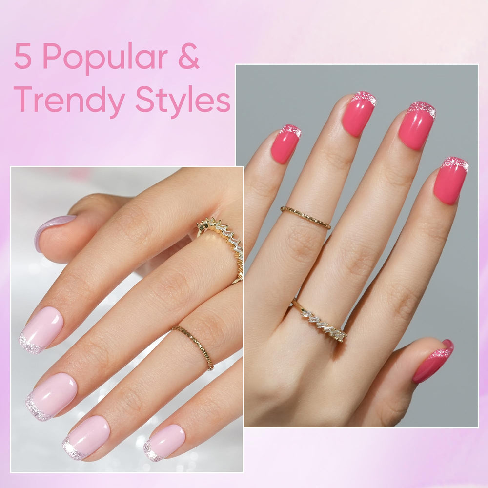 Cat-eye nails with glitter French tips offer crystal-clear shine for special occasions.