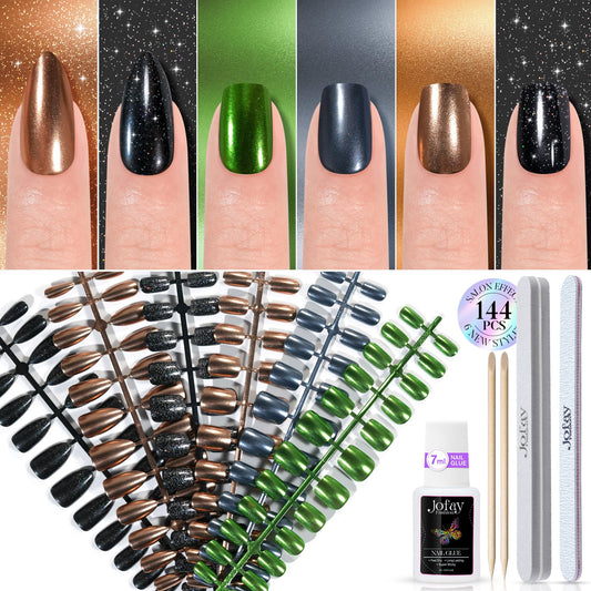 Jofay Fashion chrome mirror metal stiletto nails with salon finish for chic looks