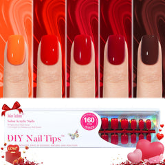 Jofay Fashion red press-on nails, short square, soft gel finish for at-home salon look.