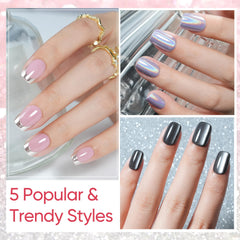 Jofay Fashion purple rainbow laser nails for eye-catching shimmer