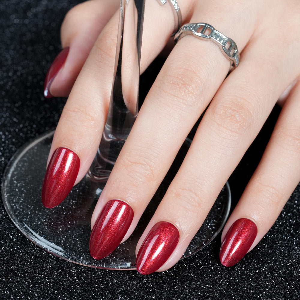 Jofay Fashion 160-pcs red cat-eye press-on nails for versatile sizing