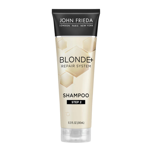 John Frieda Blonde Repair Shampoo bottle front for revitalizing blonde hair