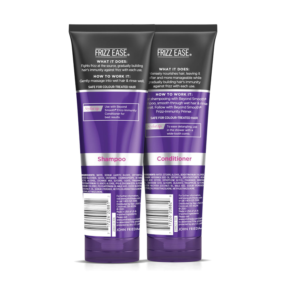 John Frieda Bundle in humidity defense scenario indicating stronger frizz resistance over time
