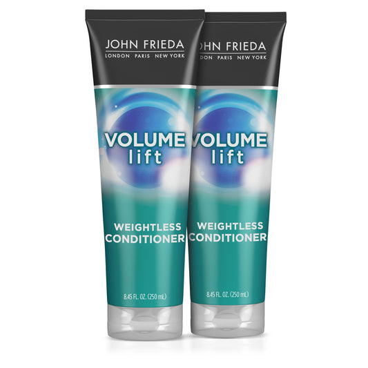 John Frieda Volume Lift conditioner bottle shows a lightweight formula for voluminous hair.