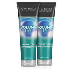 John Frieda Volume Lift conditioner bottle shows a lightweight formula for voluminous hair.