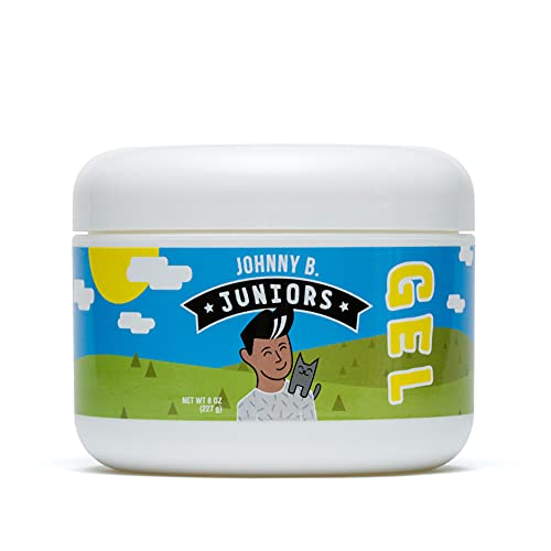 Johnny B. Juniors hair gel bottle and jar for clean, no-flake styling.