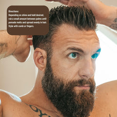 Hair with Johnny Slicks pomade in the original scent for natural shine.