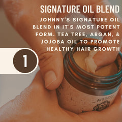 Hands warming Johnny Slicks pomade between palms for easy application and control.