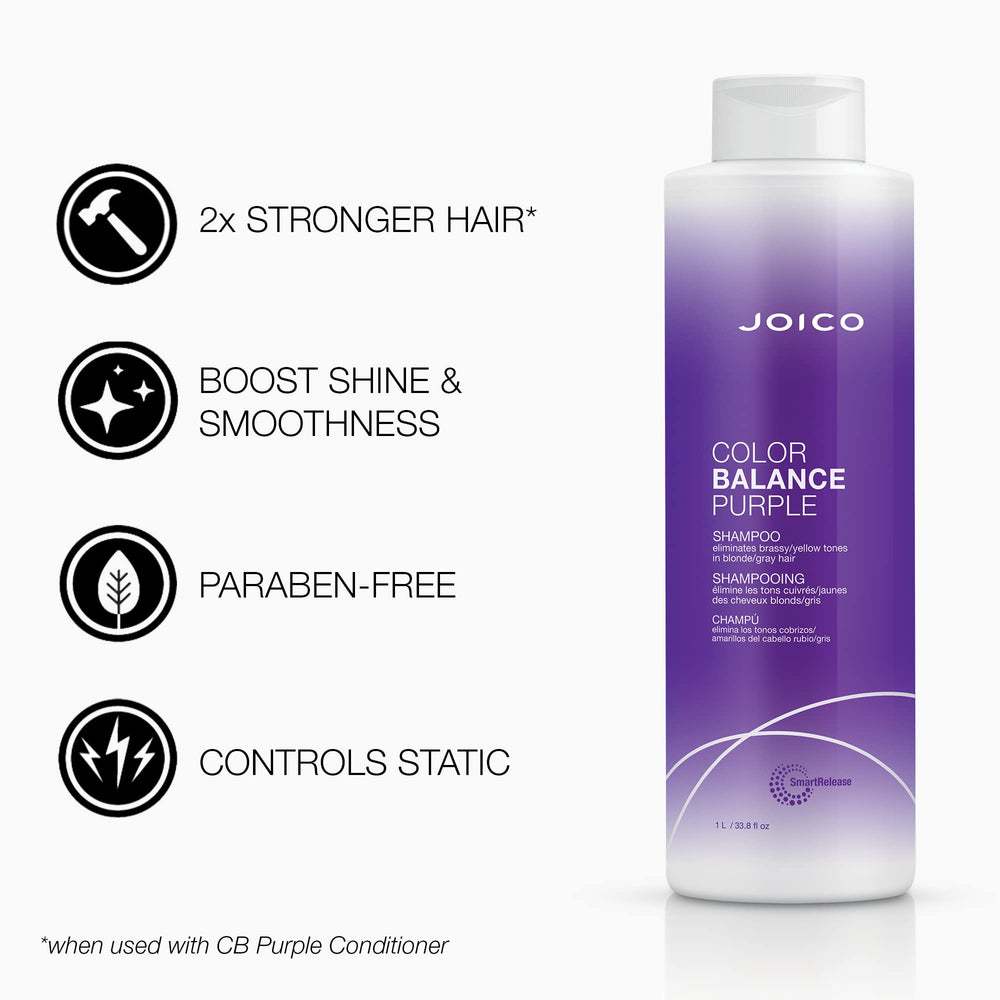 Joico Color Balance Purple Conditioner bottle front for maintaining cool tones.