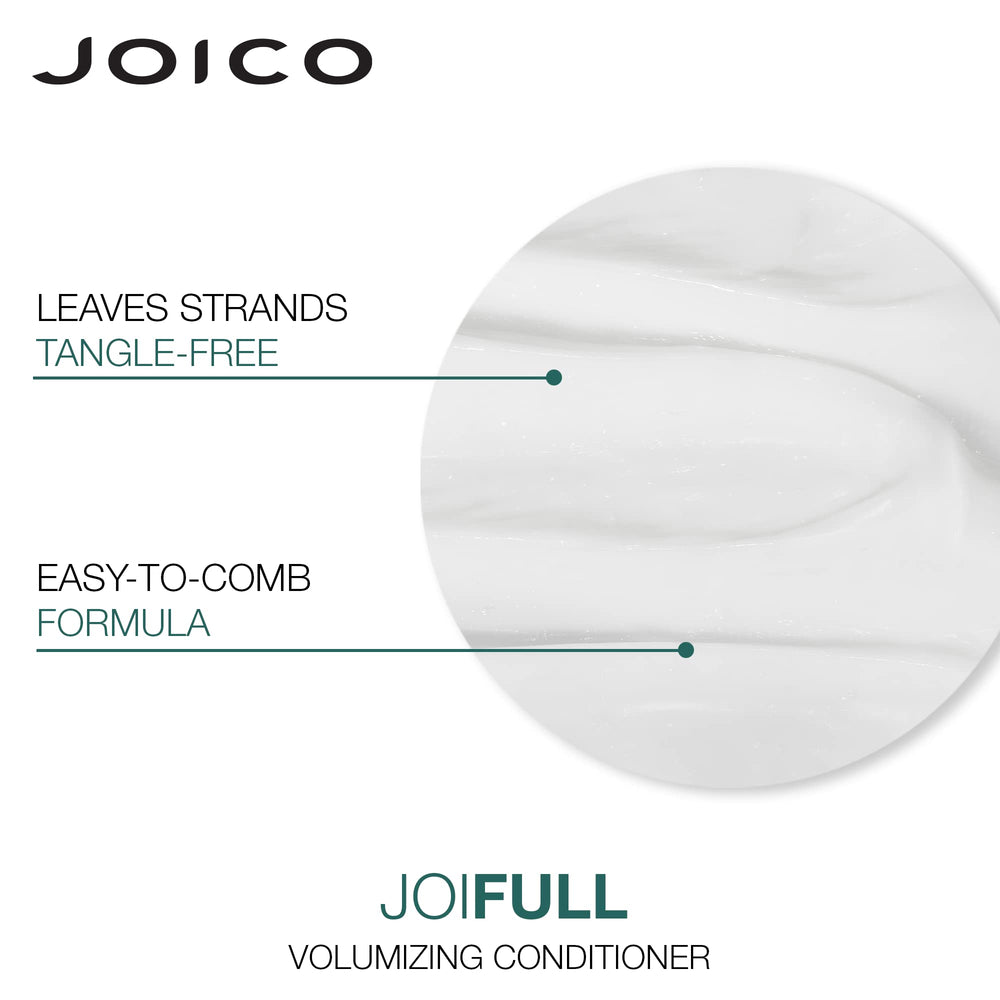Joico JoiFULL hair shine close-up highlights glossy strands and movement.