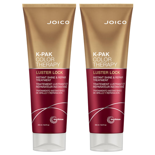 Joico K-PAK Luster Lock bottles shown in a two-pack for color-treated hair shine.