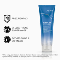 Joico Moisture Recovery conditioner creamy texture for tangles and frizz control.