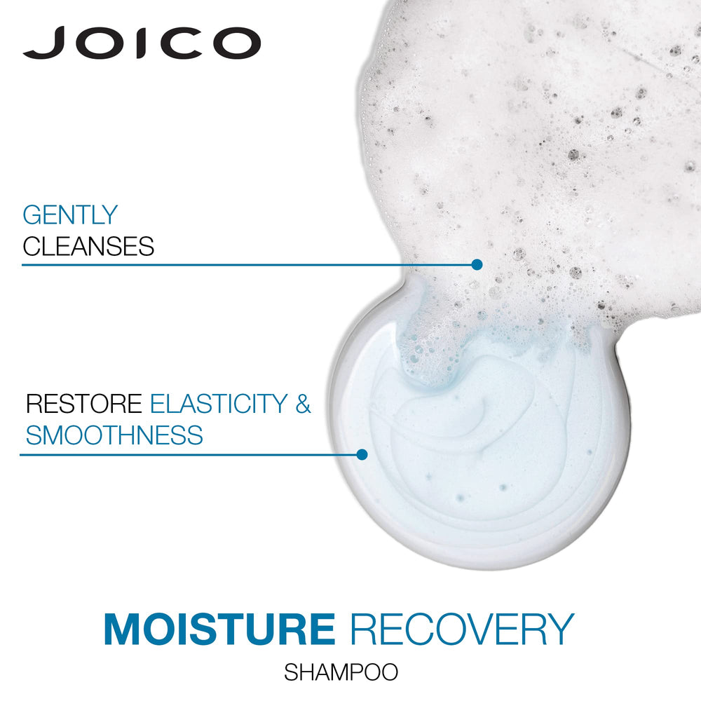 Joico Moisture Recovery hair care routine with towel-dry prep after washing.