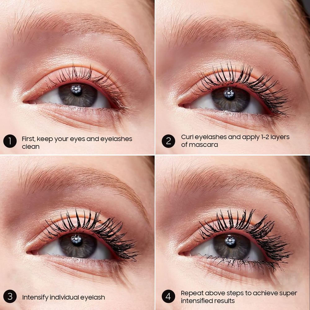 Jokmbzry Mascara defines eye contour for a dimensional look.