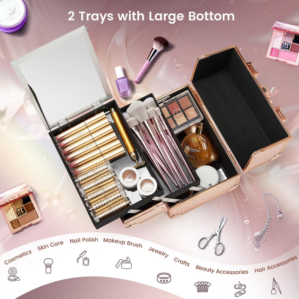 Joligrace extendable 2-tier trays maximize cosmetic organization.