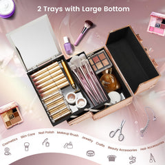 Joligrace extendable 2-tier trays maximize cosmetic organization.