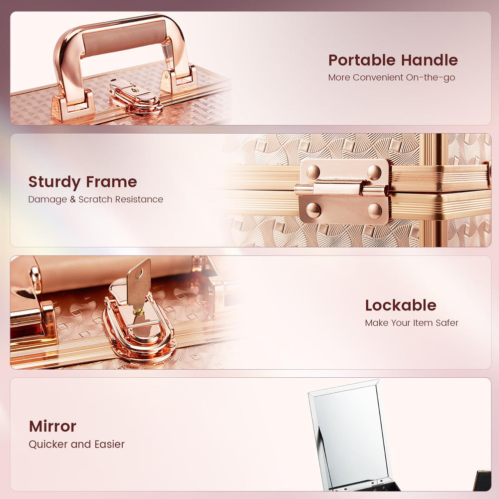 Joligrace lockable cosmetic case with keys for added privacy.