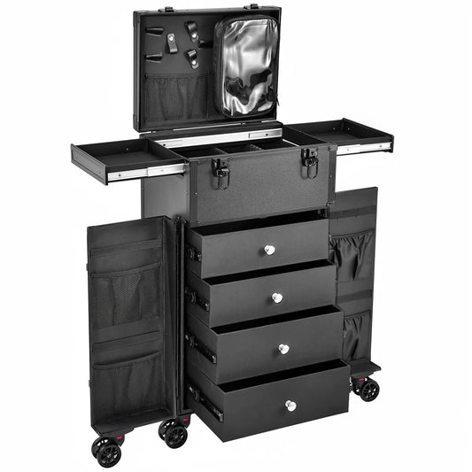 Joligrace professional rolling makeup case with four drawers for organized storage on the go.