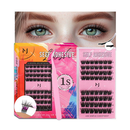 JoMay self-adhesive flat lash clusters enabling easy one-step application for beginners