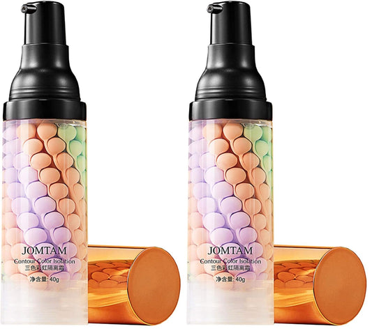 JOMTAM Contour primer trio in pink green purple offering color correction for a radiant complexion.