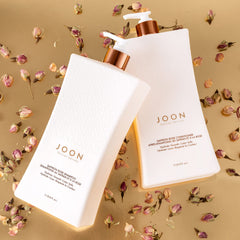 Joon Saffron Rose Shampoo pump dispense, for easy daily use.