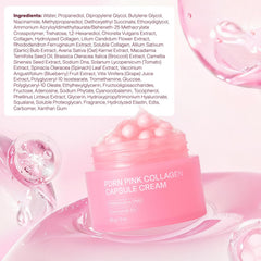 Jorceray PDRN pink capsule cream swatch on skin.