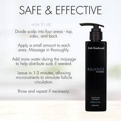 Josh Rosebrook Balance Shampoo ingredients feature herbal infusions for soft, shiny hair.