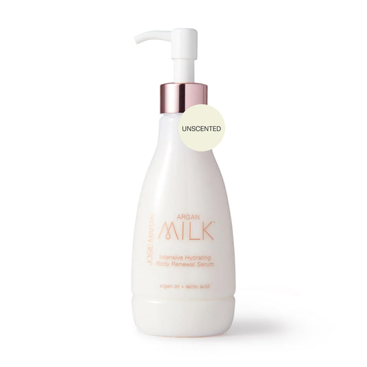Josie Maran Argan Milk Body Serum bottle showing rich hydration for dry skin