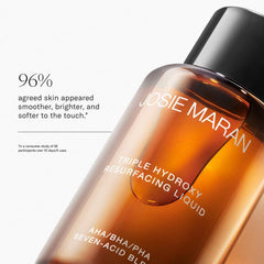 Josie Maran serum application image for morning and night routine.