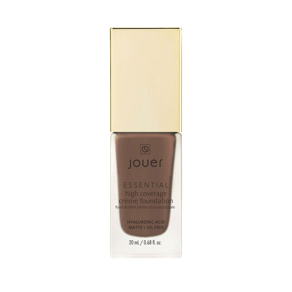 Jouer Essential High Coverage Creme Foundation bottle ready for application