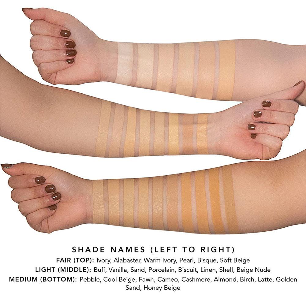 Jouer swatches display 50 shades for all skin tones to find your match.