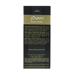 Jovan Black Must bottle side view highlighting portability
