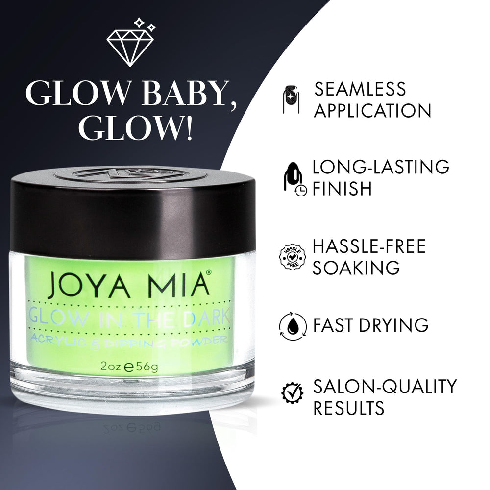 Joya Mia quick 15-minute nail design with glow-in-the-dark powder.