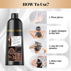 Joyful Young gray hair coverage demo shows natural chestnut brown blend