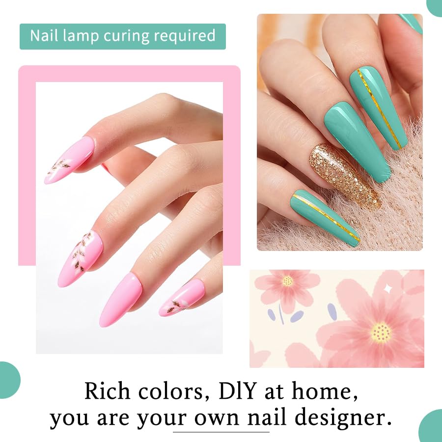 Close-up of JR gel nail polish set glossy finish