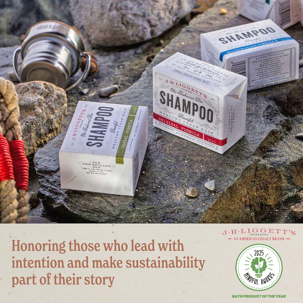 J.R.LIGGETT'S vegan, GMO-free bar preserves natural oils for balanced hair.