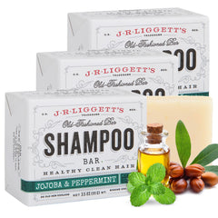 J.R.LIGGETT'S shampoo bar with jojoba oil closeup showing natural ingredients